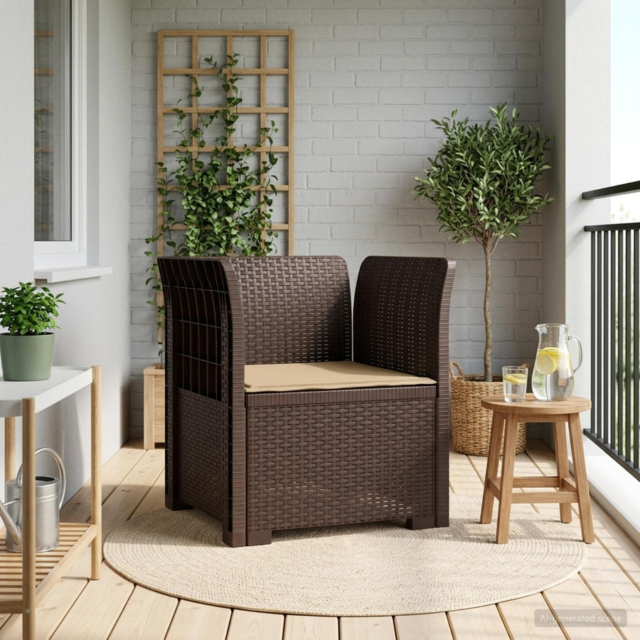 Eénpersoons Fauteuil met Kussen Rattan Look PP Bruin
