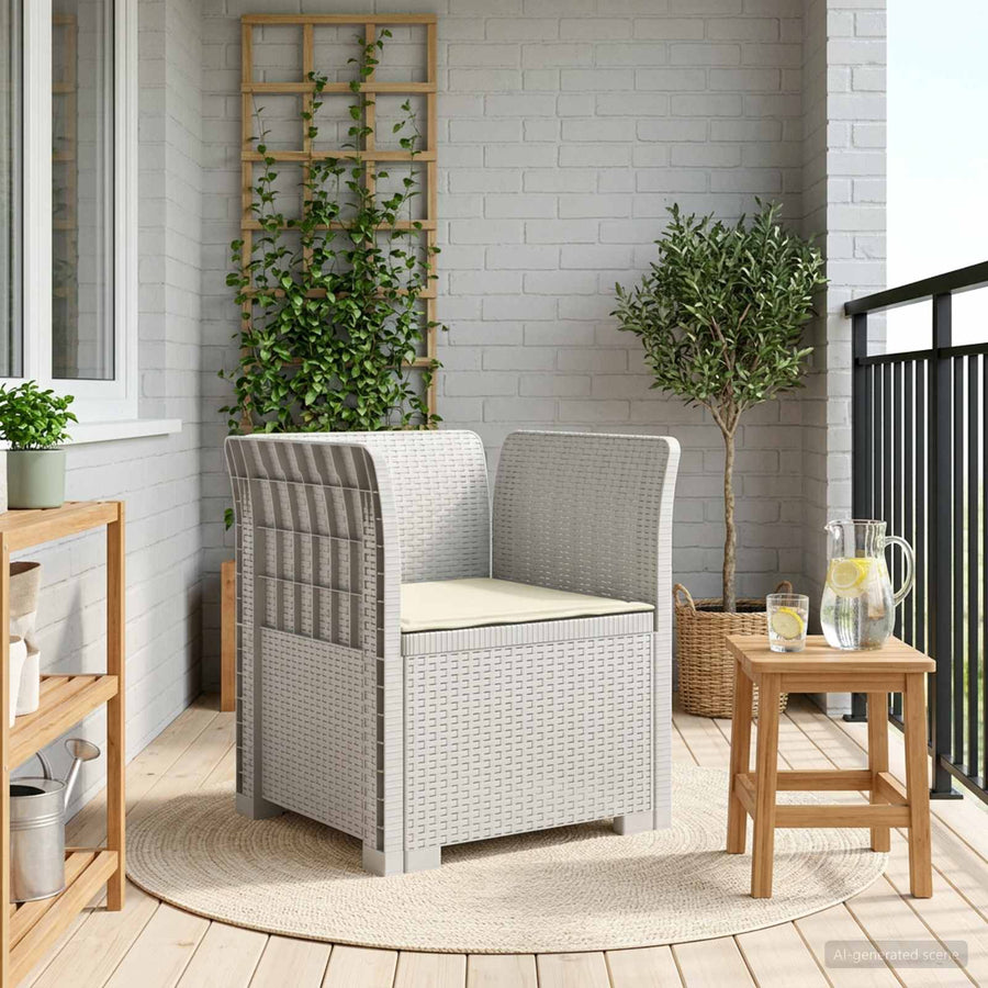 Eénpersoons Fauteuil met Kussen Rattan Look PP Wit