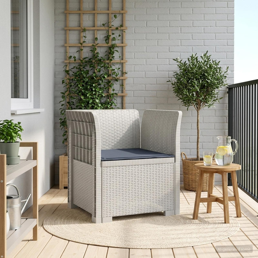 Eénpersoons Fauteuil met Kussen Rattan Look PP Wit