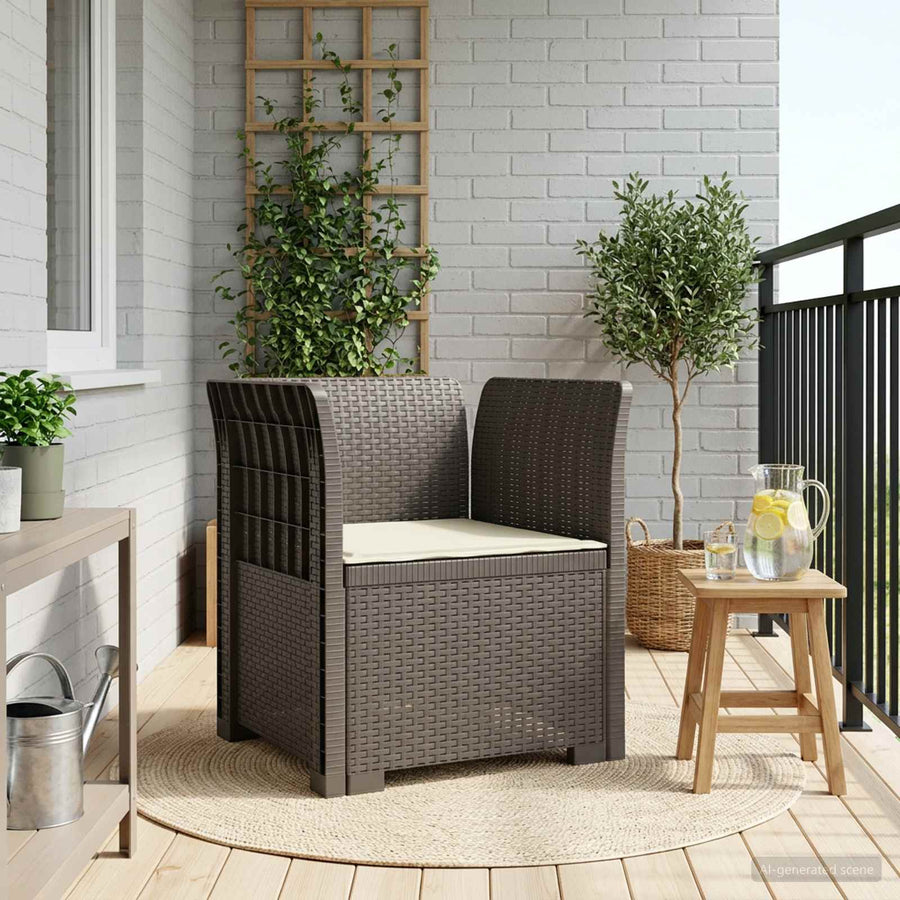 Eénpersoons Fauteuil met Kussen Rattan Look PP Lichtgrijs