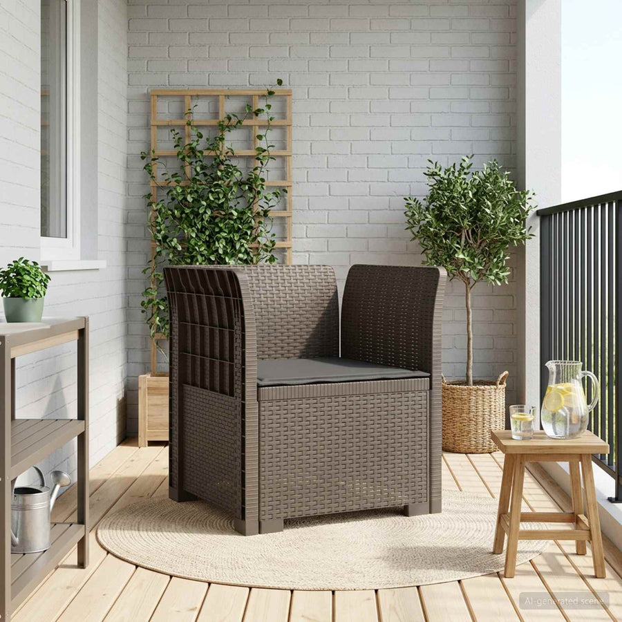 Eénpersoons Fauteuil met Kussen Rattan Look PP Lichtgrijs