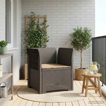 Eénpersoons Fauteuil met Kussen Rattan Look PP Lichtgrijs
