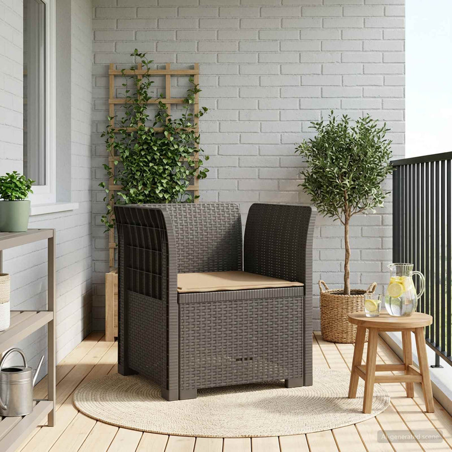 Eénpersoons Fauteuil met Kussen Rattan Look PP Lichtgrijs
