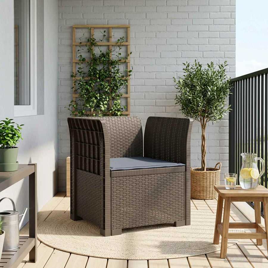 Eénpersoons Fauteuil met Kussen Rattan Look PP Lichtgrijs