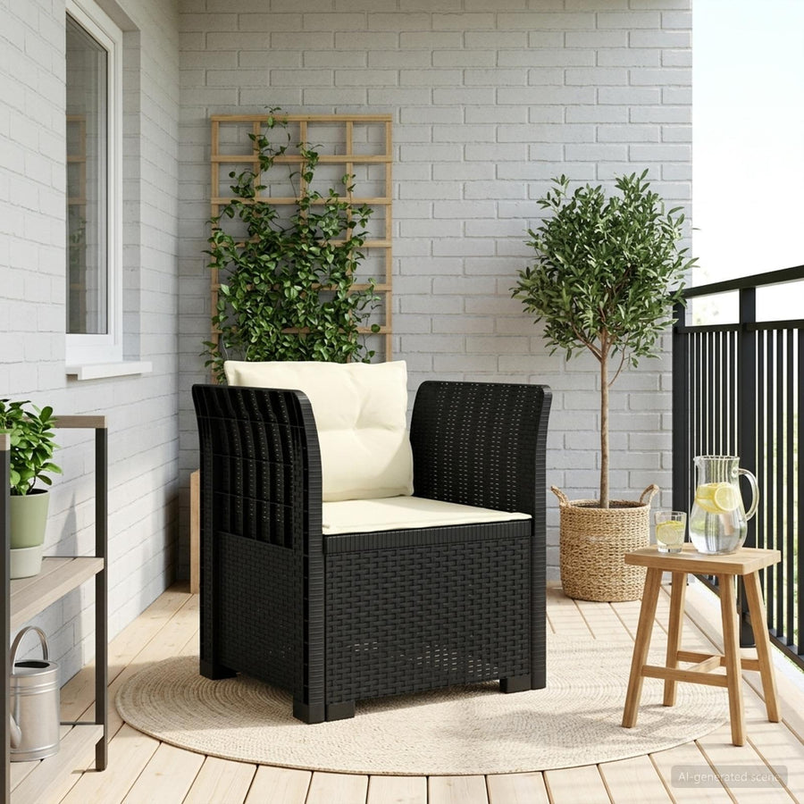 Eénpersoons Fauteuil met Kussens Rattan Look PP Antraciet