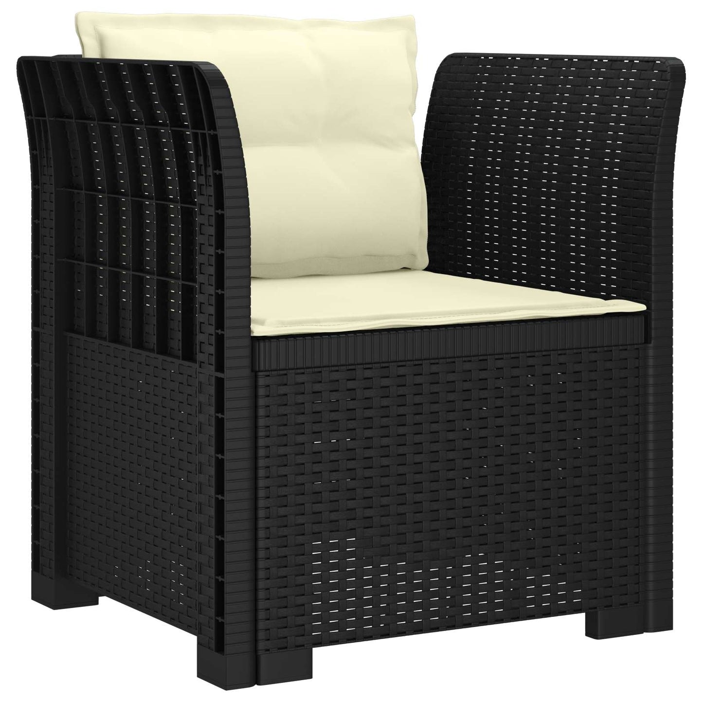 Eénpersoons Fauteuil met Kussens Rattan Look PP Antraciet