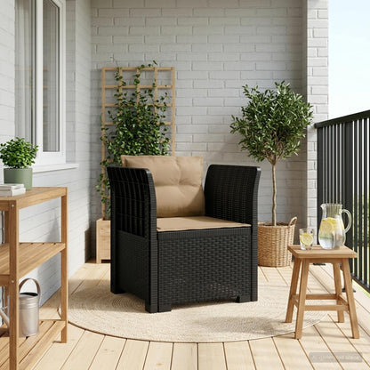 Eénpersoons Fauteuil met Kussens Rattan Look PP Antraciet
