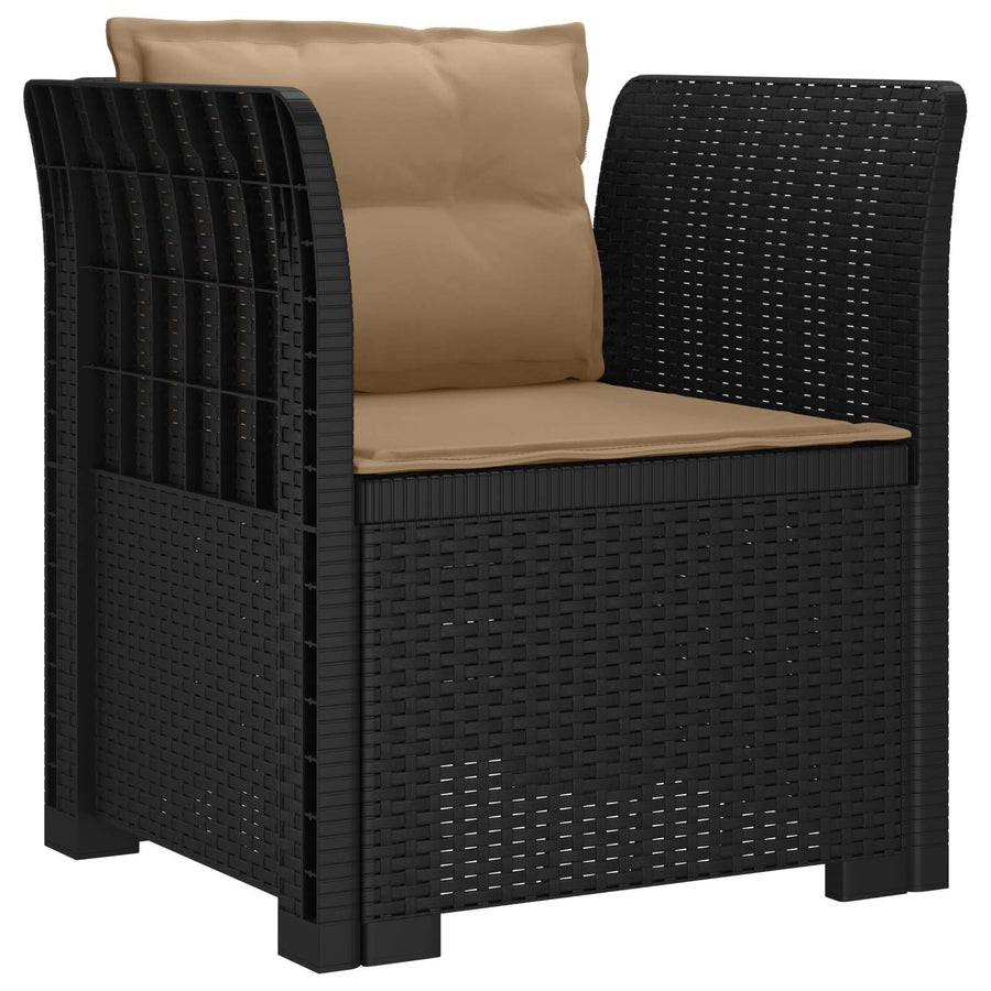 Eénpersoons Fauteuil met Kussens Rattan Look PP Antraciet