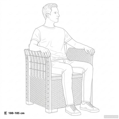 Eénpersoons Fauteuil met Kussens Rattan Look PP Antraciet