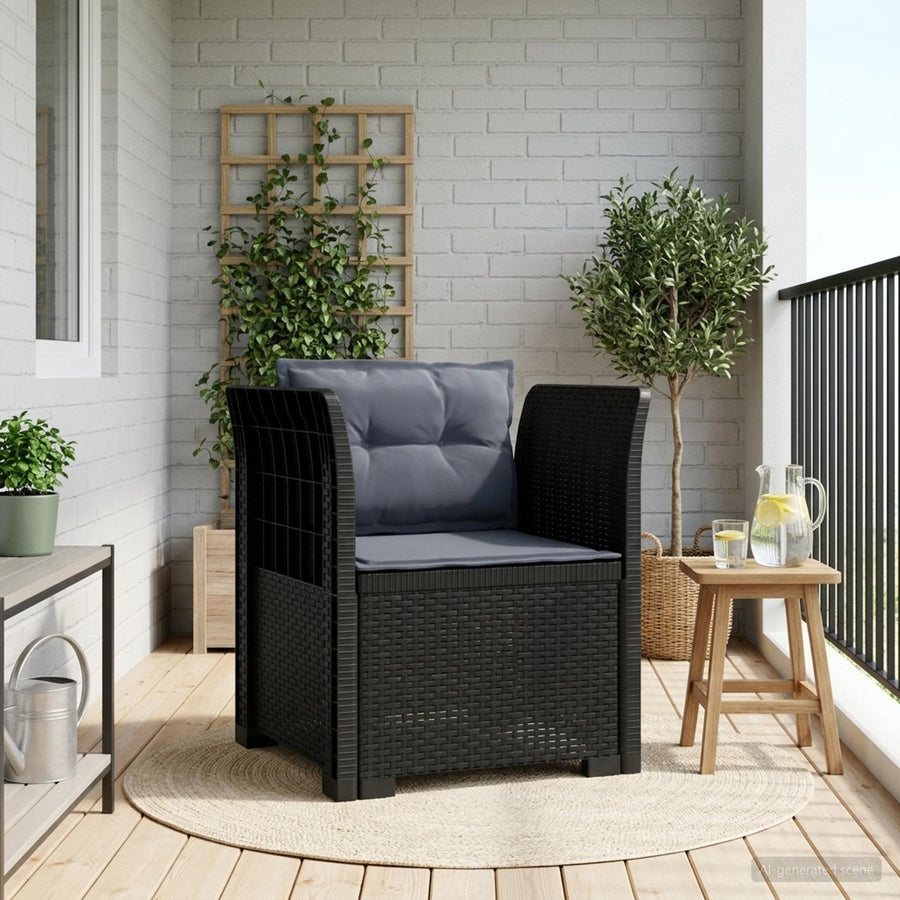 Eénpersoons Fauteuil met Kussens Rattan Look PP Antraciet