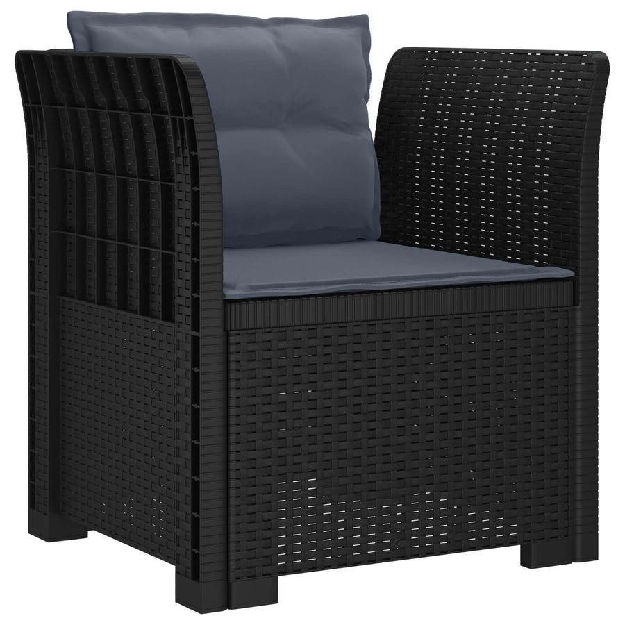 Eénpersoons Fauteuil met Kussens Rattan Look PP Antraciet