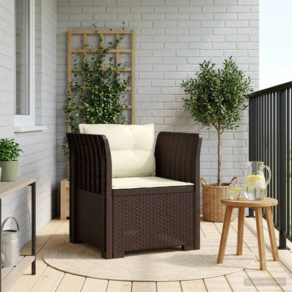 Eénpersoons Fauteuil met Kussens Rattan Look PP Bruin