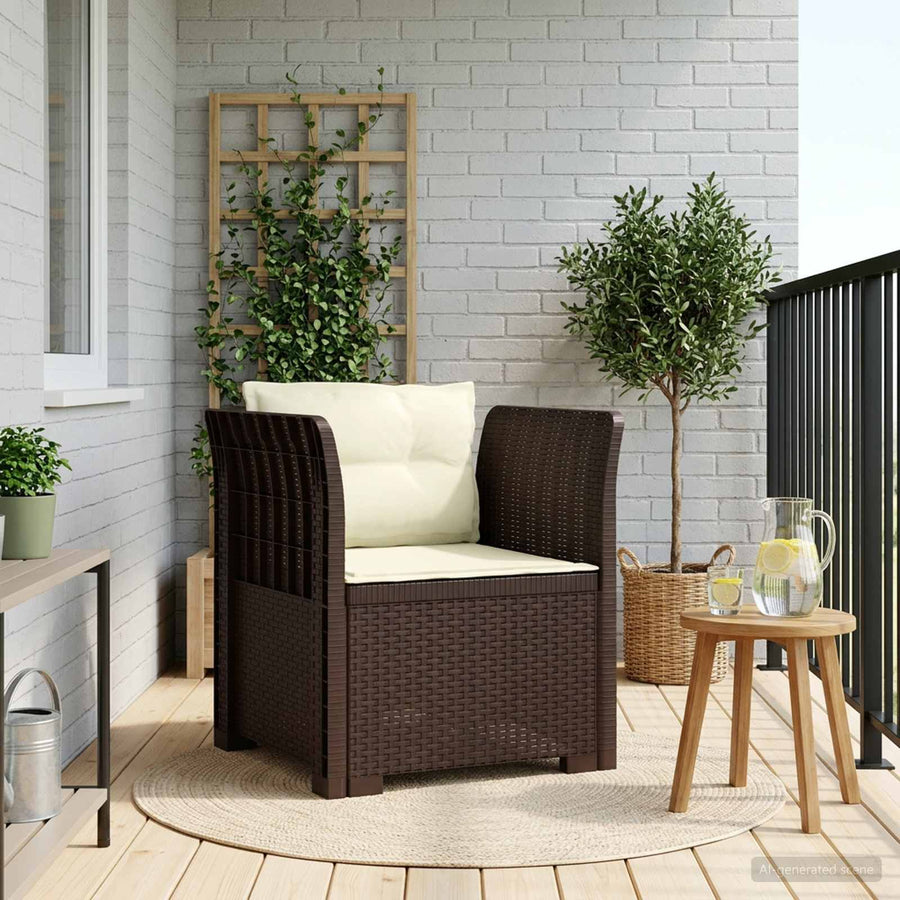 Eénpersoons Fauteuil met Kussens Rattan Look PP Bruin
