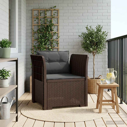 Eénpersoons Fauteuil met Kussens Rattan Look PP Bruin