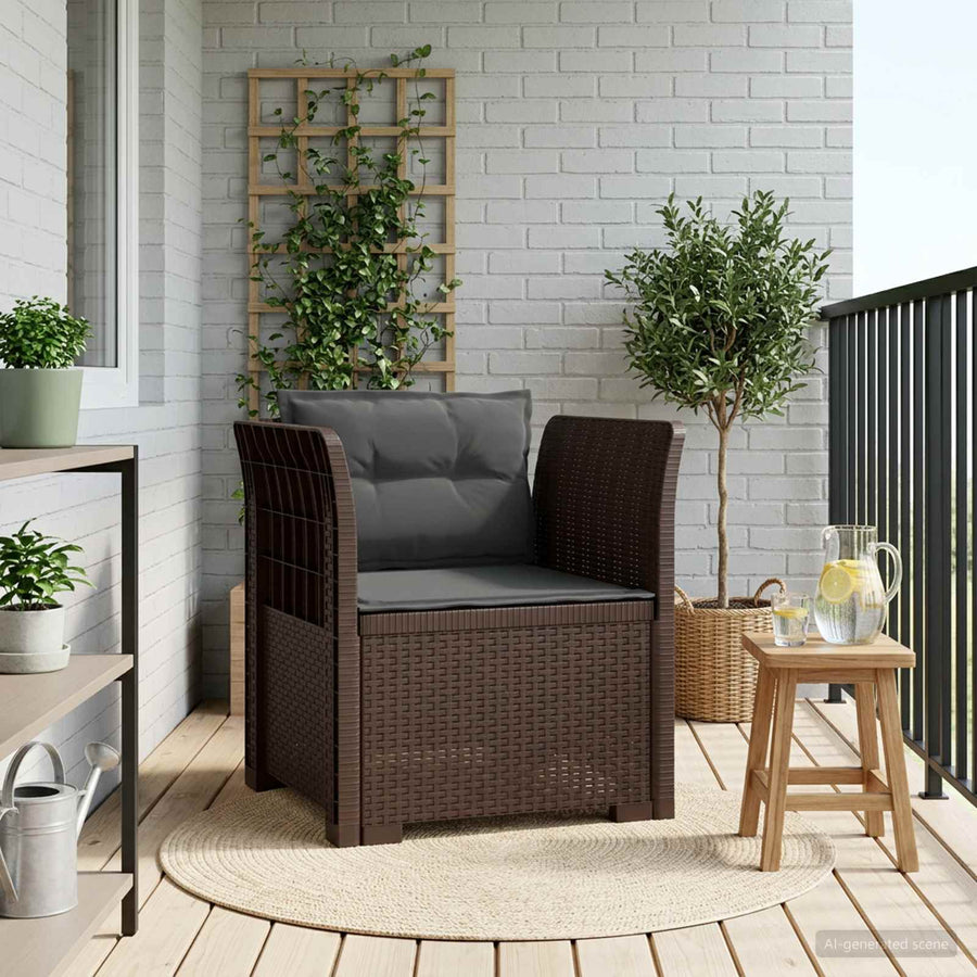 Eénpersoons Fauteuil met Kussens Rattan Look PP Bruin