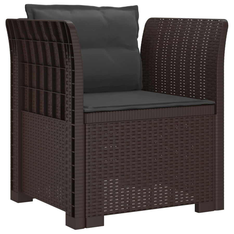 Eénpersoons Fauteuil met Kussens Rattan Look PP Bruin