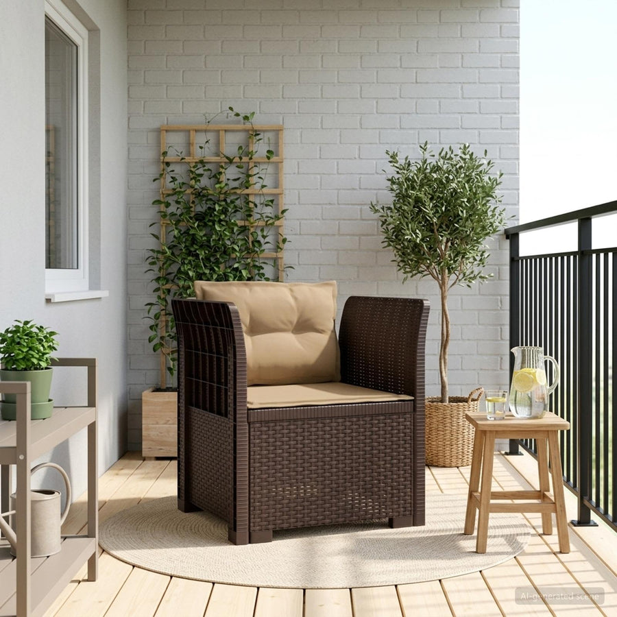 Eénpersoons Fauteuil met Kussens Rattan Look PP Bruin