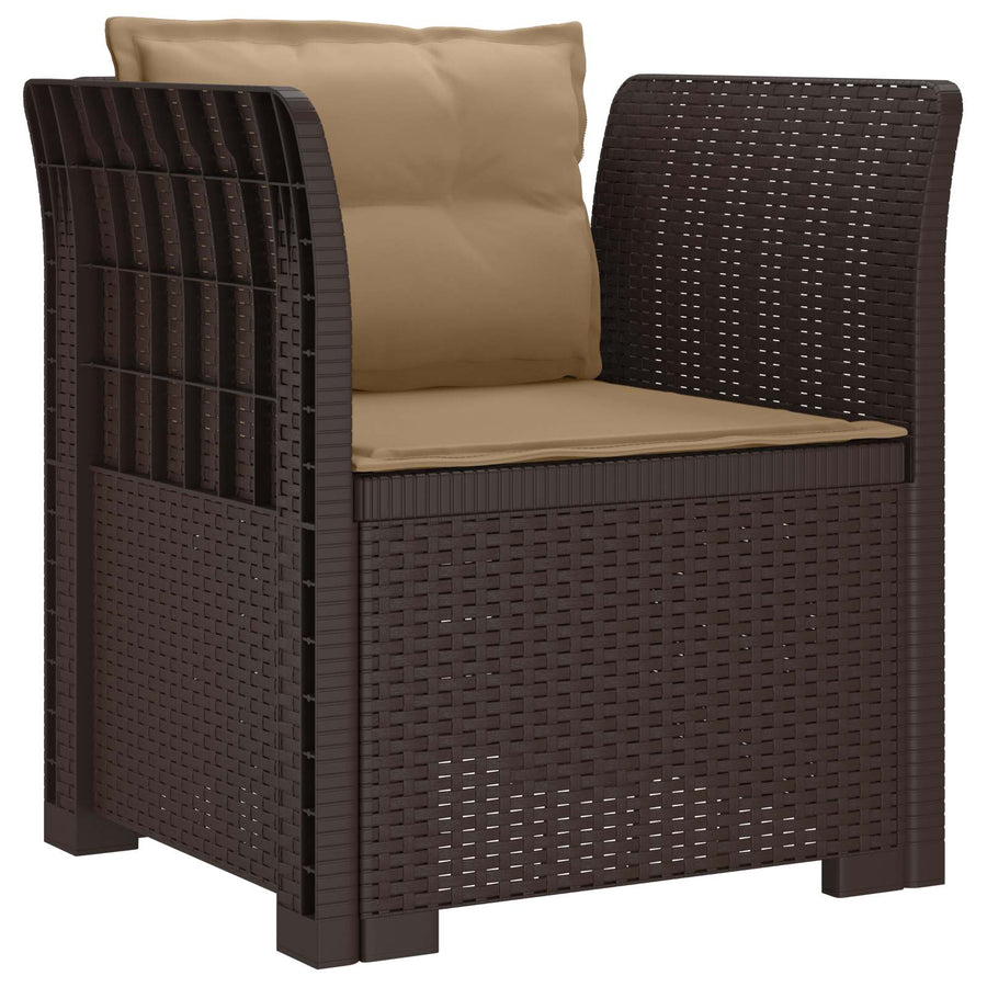 Eénpersoons Fauteuil met Kussens Rattan Look PP Bruin