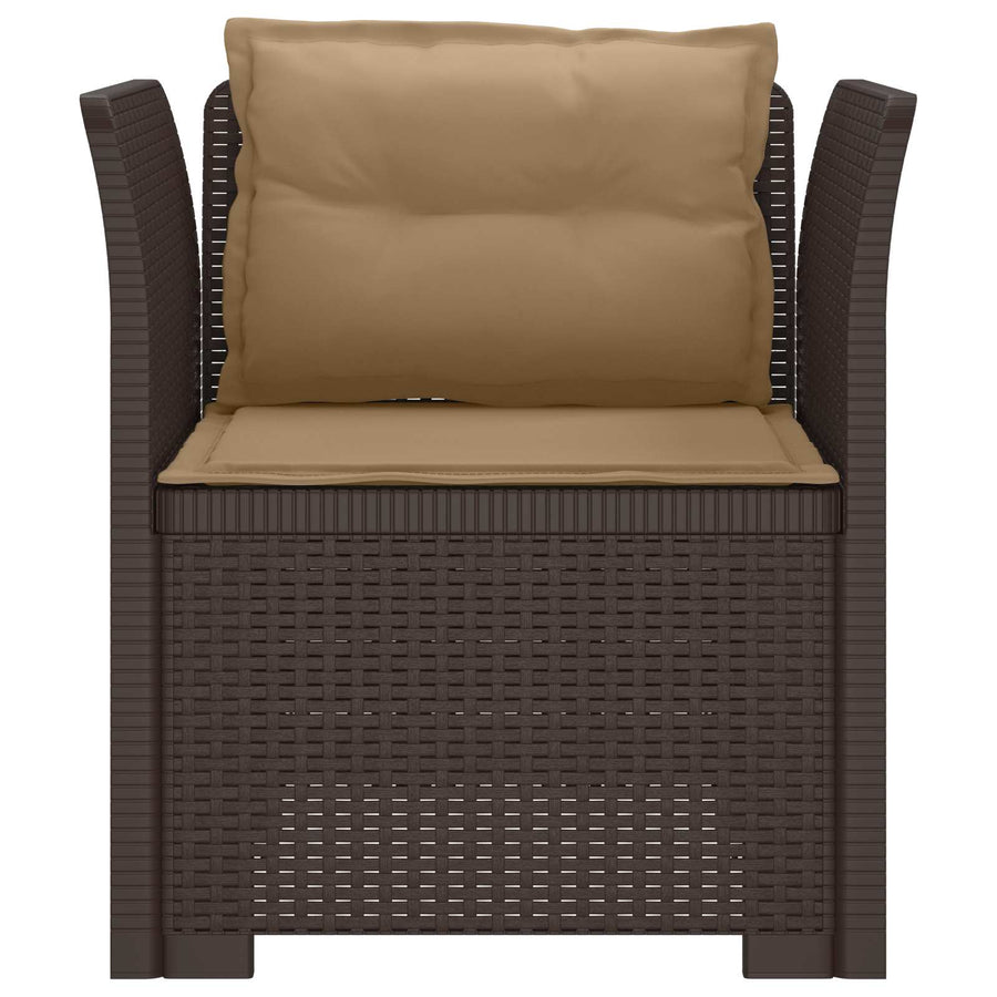 Eénpersoons Fauteuil met Kussens Rattan Look PP Bruin