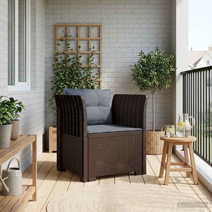 Eénpersoons Fauteuil met Kussens Rattan Look PP Bruin