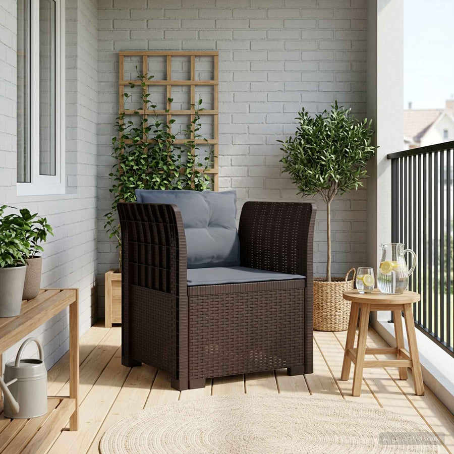 Eénpersoons Fauteuil met Kussens Rattan Look PP Bruin