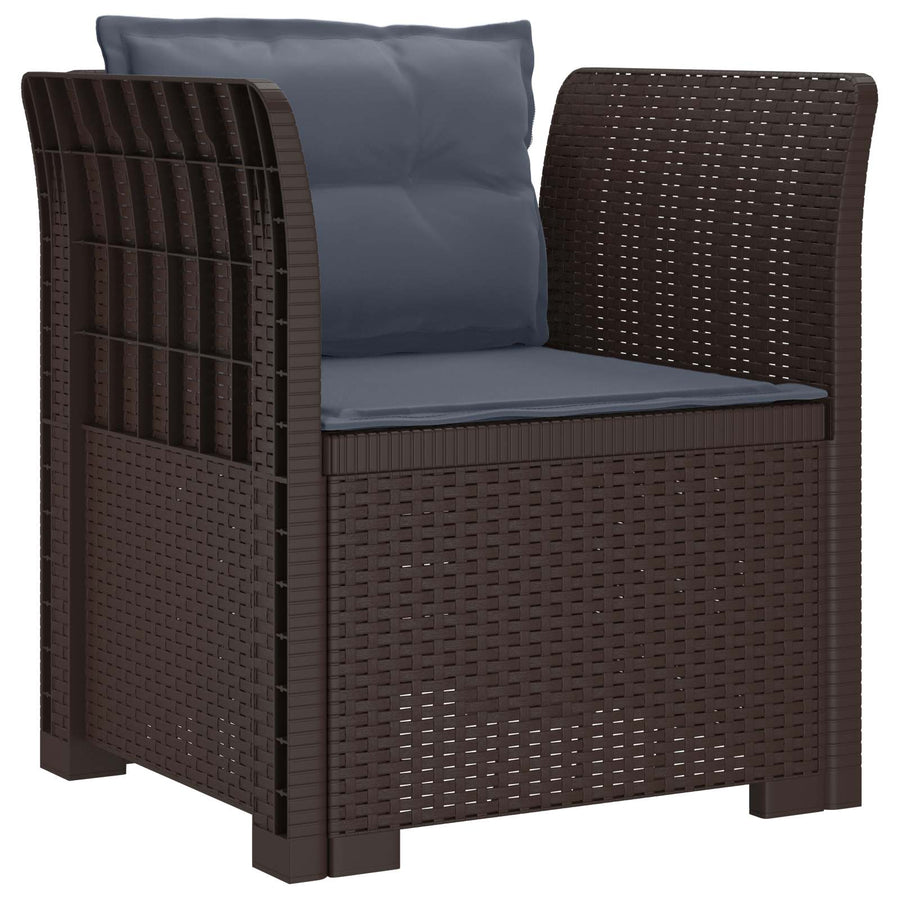 Eénpersoons Fauteuil met Kussens Rattan Look PP Bruin