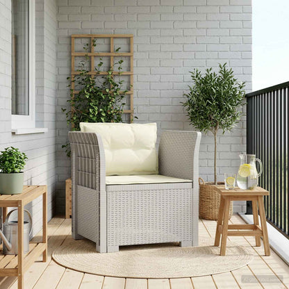 Eénpersoons Fauteuil met Kussens Rattan Look PP Wit
