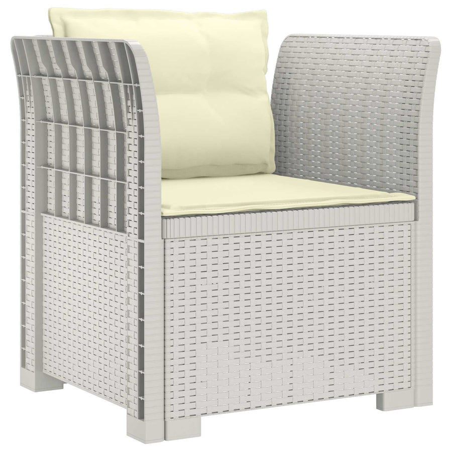 Eénpersoons Fauteuil met Kussens Rattan Look PP Wit