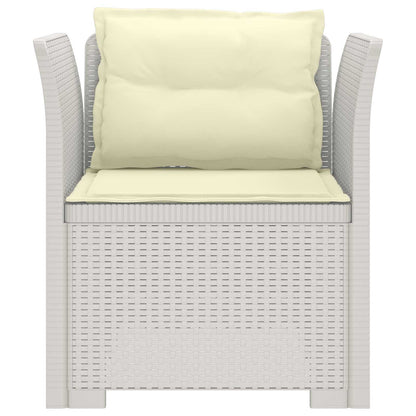 Eénpersoons Fauteuil met Kussens Rattan Look PP Wit