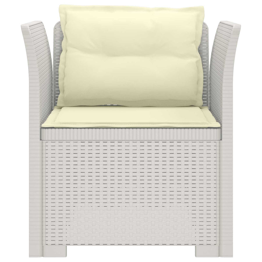 Eénpersoons Fauteuil met Kussens Rattan Look PP Wit