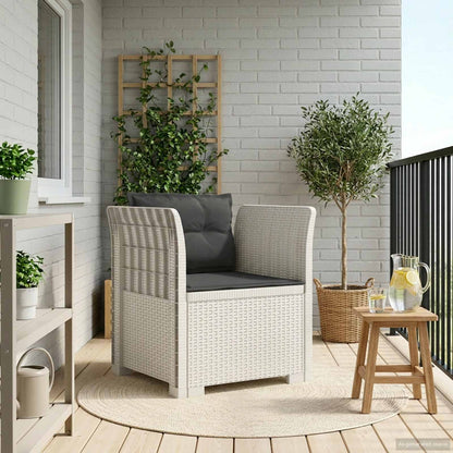 Eénpersoons Fauteuil met Kussens Rattan Look PP Wit