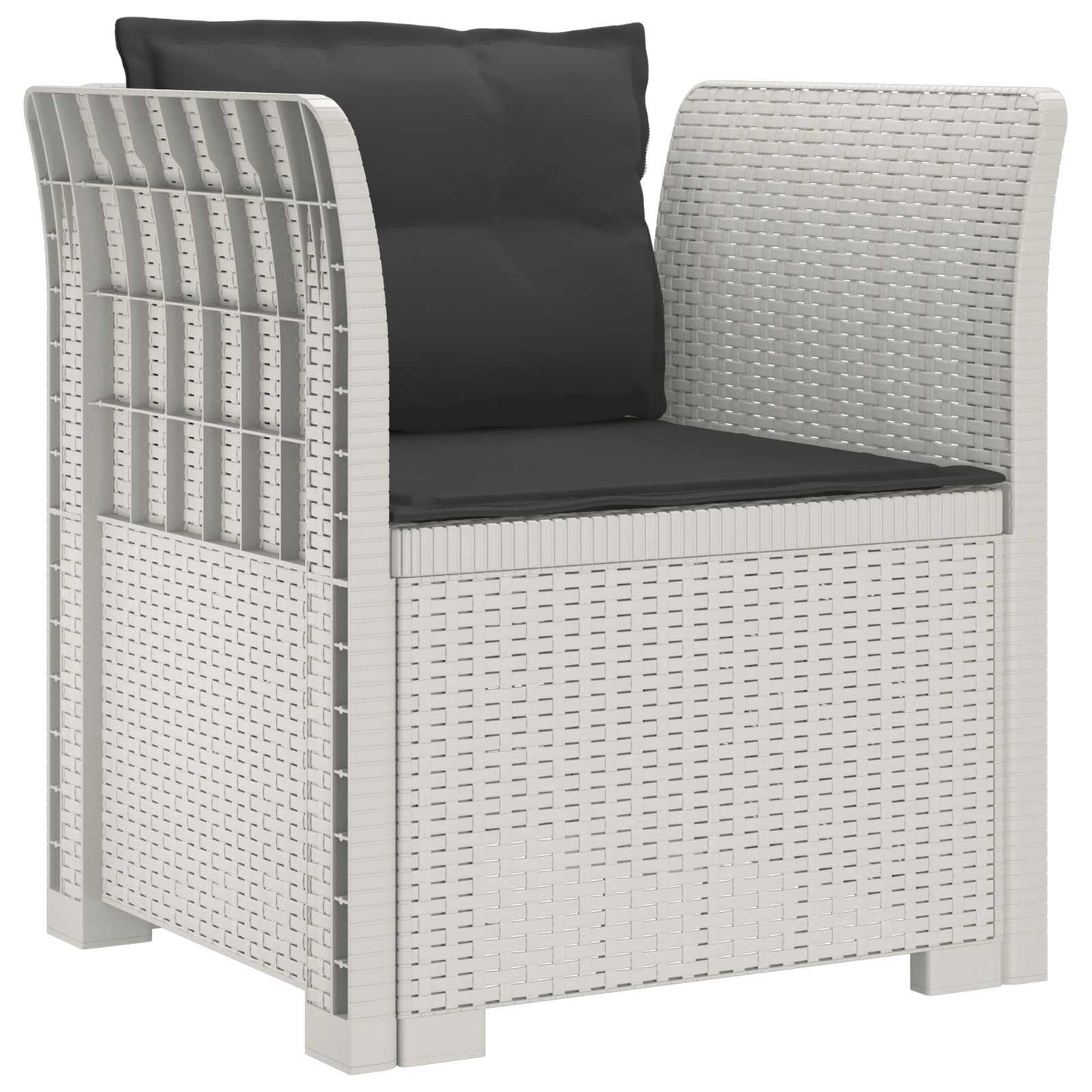 Eénpersoons Fauteuil met Kussens Rattan Look PP Wit