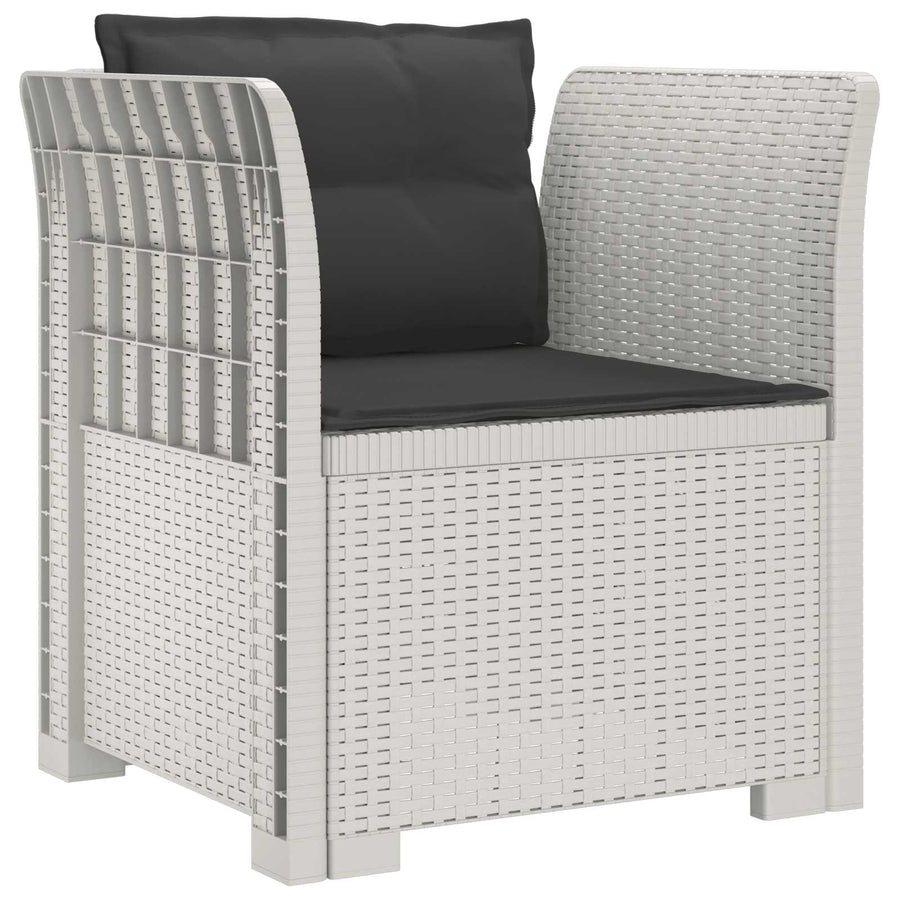 Eénpersoons Fauteuil met Kussens Rattan Look PP Wit