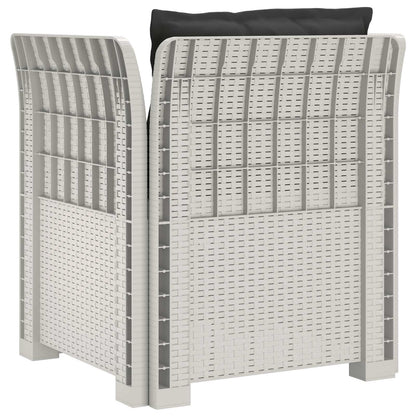 Eénpersoons Fauteuil met Kussens Rattan Look PP Wit