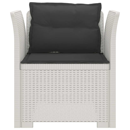 Eénpersoons Fauteuil met Kussens Rattan Look PP Wit