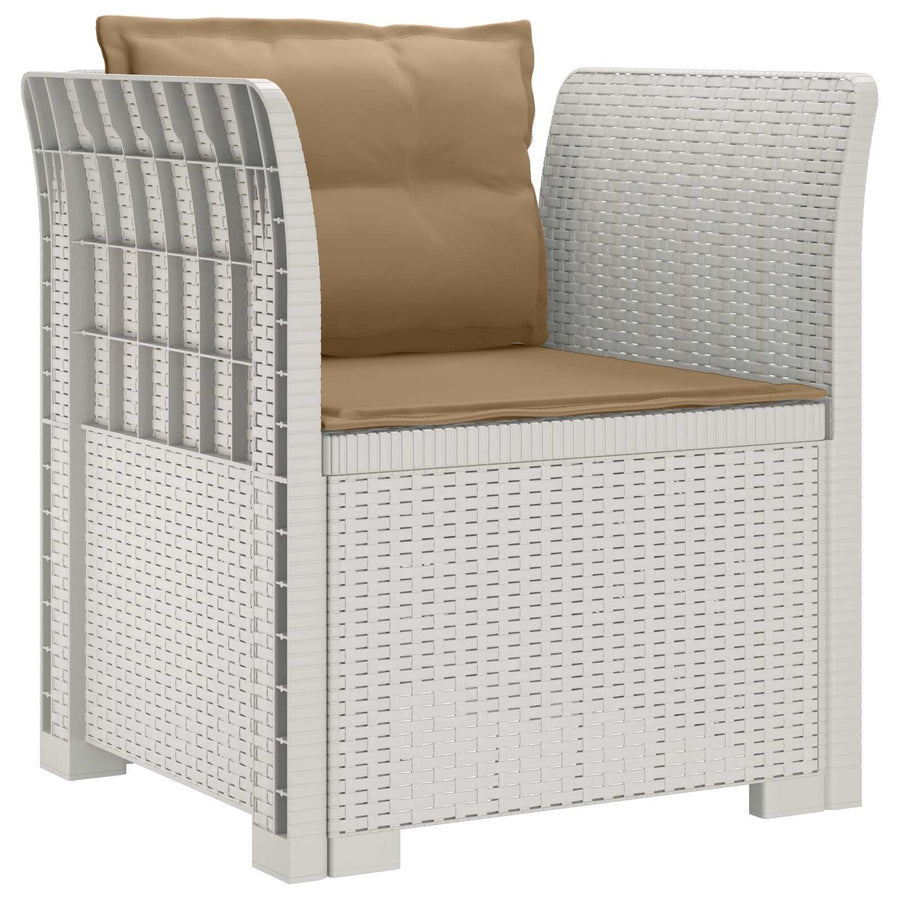 Eénpersoons Fauteuil met Kussens Rattan Look PP Wit
