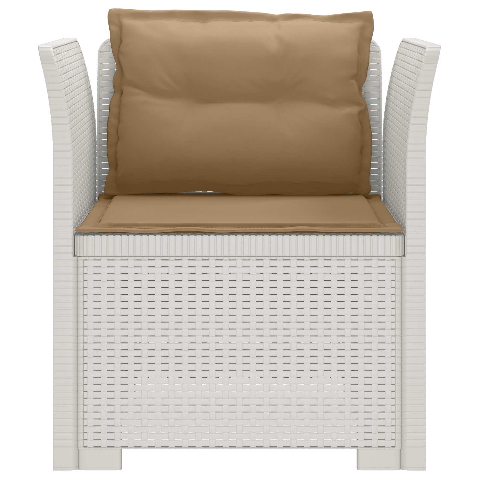 Eénpersoons Fauteuil met Kussens Rattan Look PP Wit