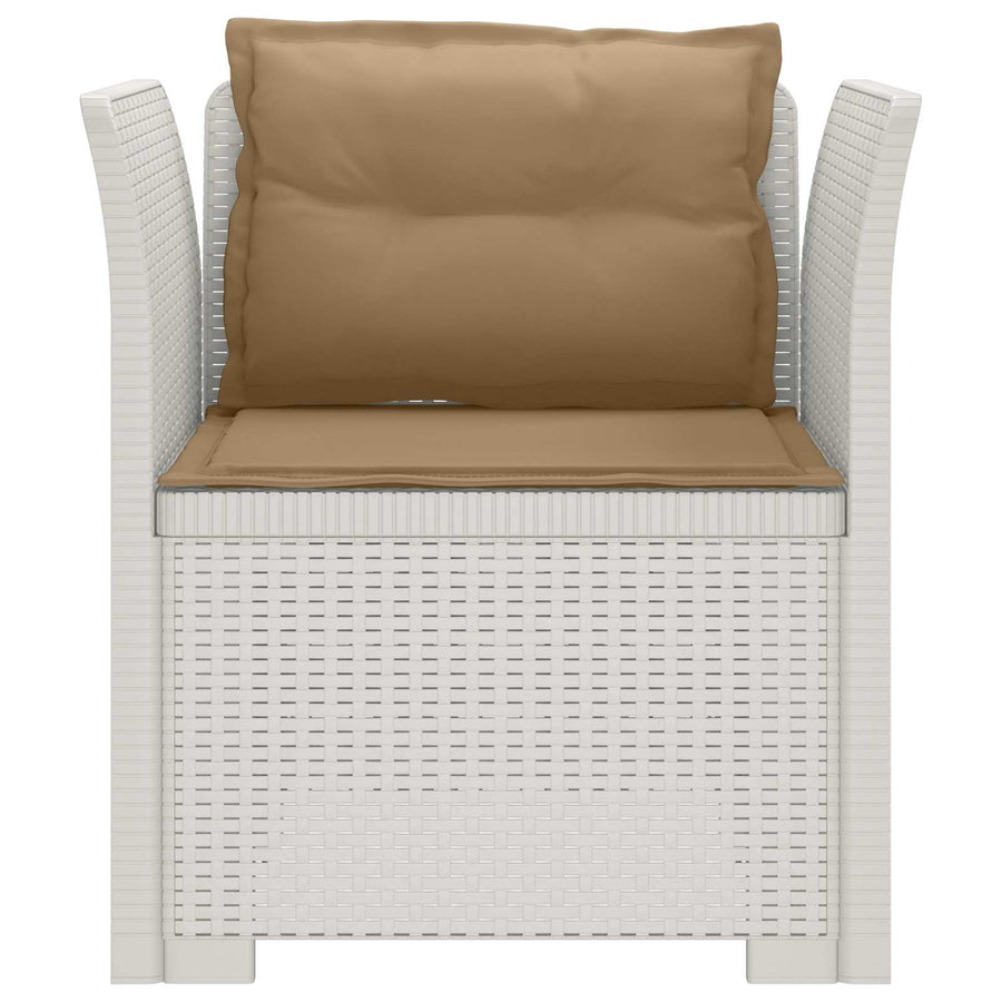 Eénpersoons Fauteuil met Kussens Rattan Look PP Wit