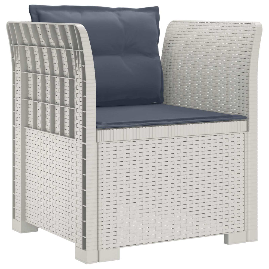 Eénpersoons Fauteuil met Kussens Rattan Look PP Wit