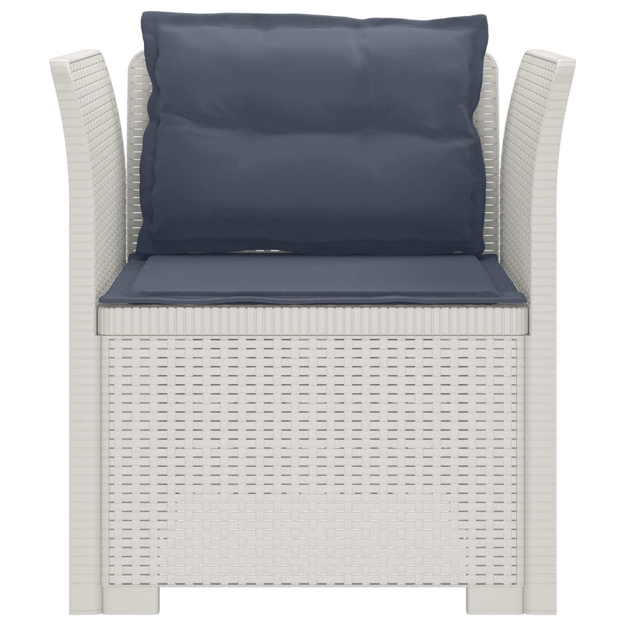 Eénpersoons Fauteuil met Kussens Rattan Look PP Wit