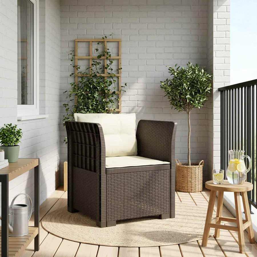 Eénpersoons Fauteuil met Kussens Rattan Look PP Lichtgrijs