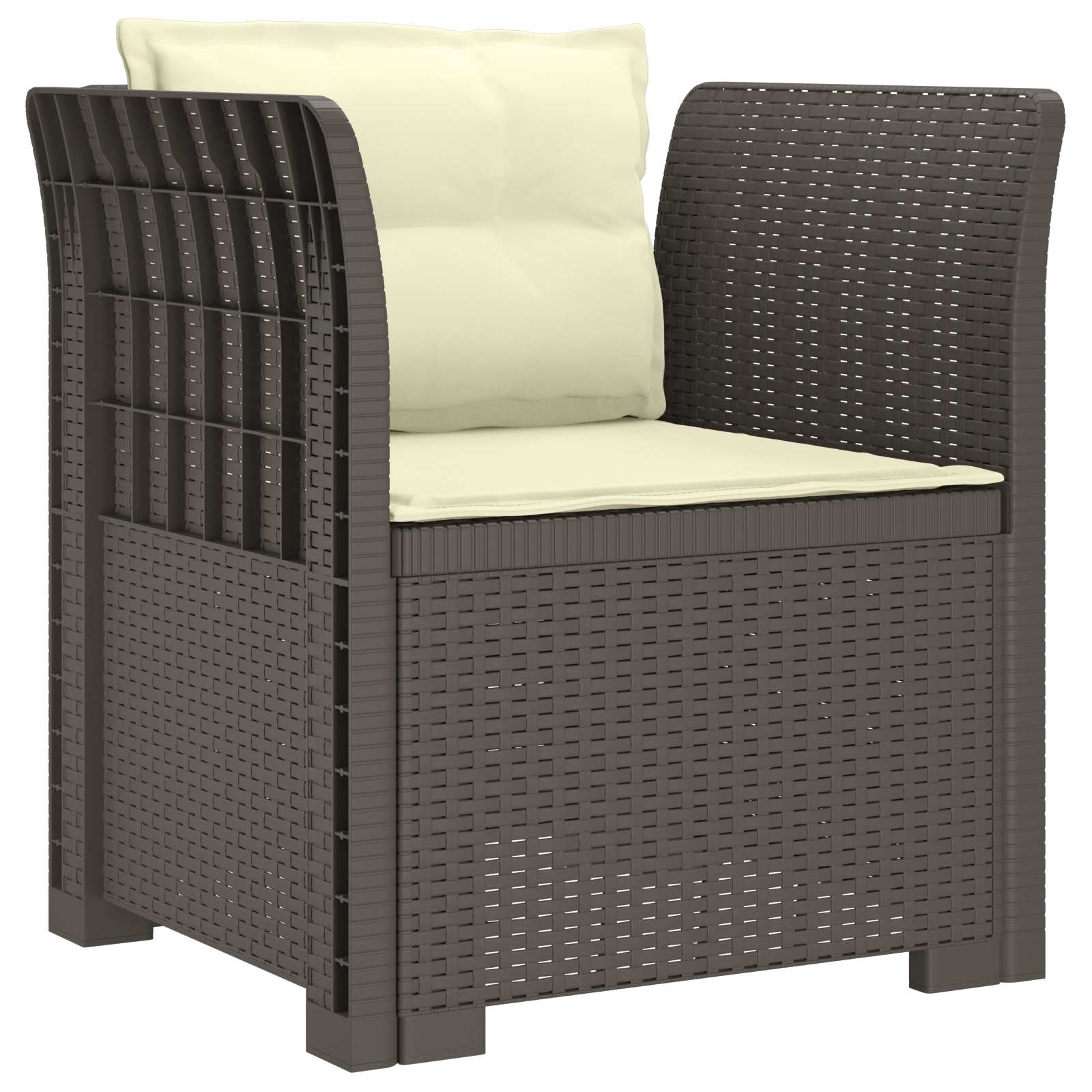 Eénpersoons Fauteuil met Kussens Rattan Look PP Lichtgrijs