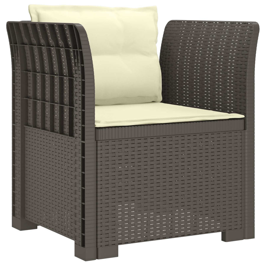 Eénpersoons Fauteuil met Kussens Rattan Look PP Lichtgrijs