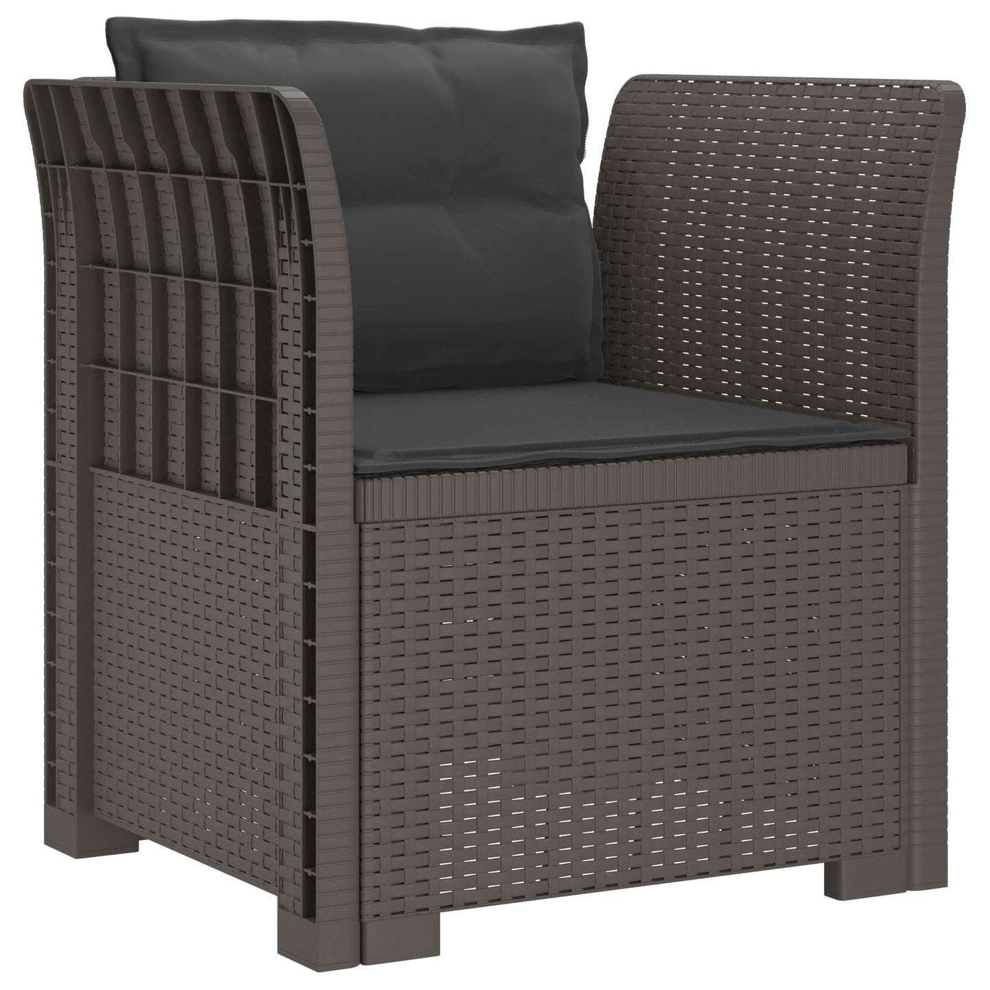 Eénpersoons Fauteuil met Kussens Rattan Look PP Lichtgrijs