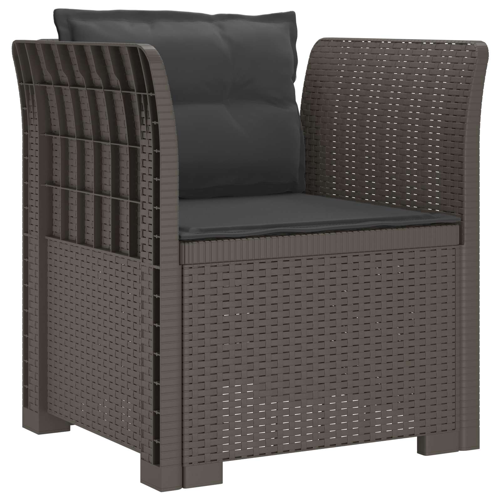 Eénpersoons Fauteuil met Kussens Rattan Look PP Lichtgrijs