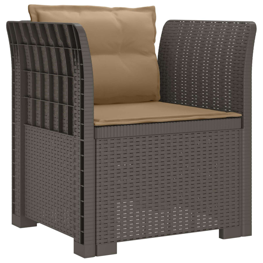 Eénpersoons Fauteuil met Kussens Rattan Look PP Lichtgrijs