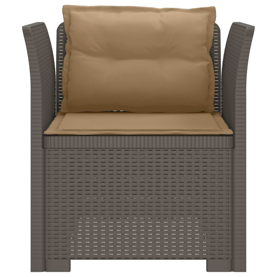 Eénpersoons Fauteuil met Kussens Rattan Look PP Lichtgrijs