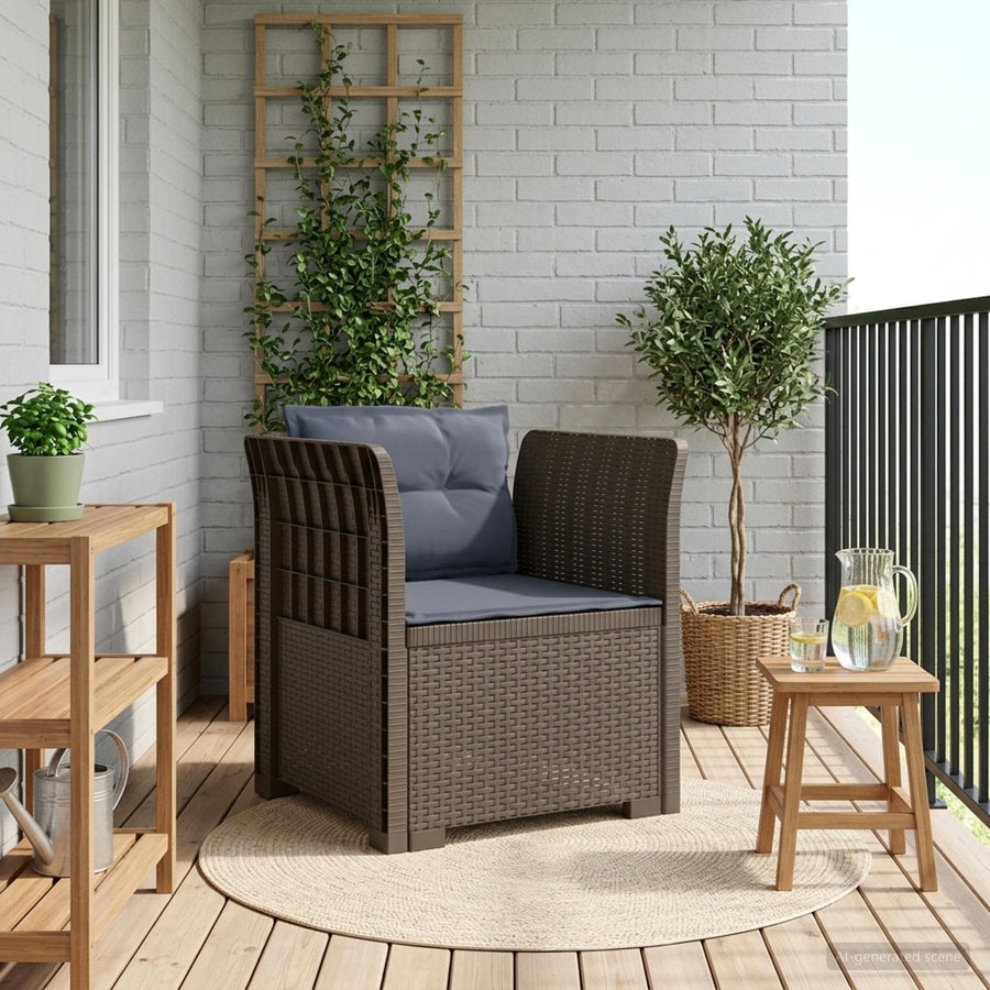 Eénpersoons Fauteuil met Kussens Rattan Look PP Lichtgrijs