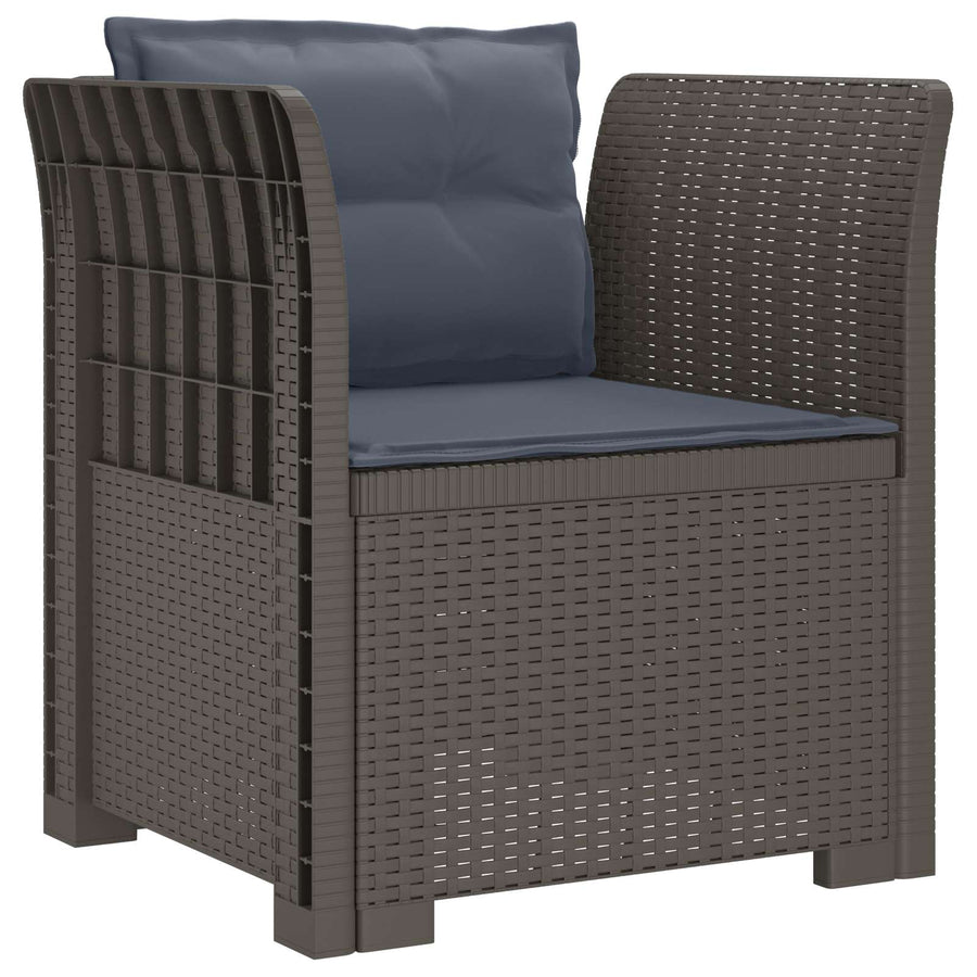 Eénpersoons Fauteuil met Kussens Rattan Look PP Lichtgrijs