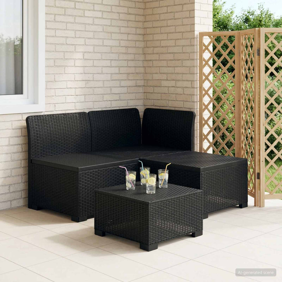 3-zits Tuinbank in Rattan Look PP Antraciet
